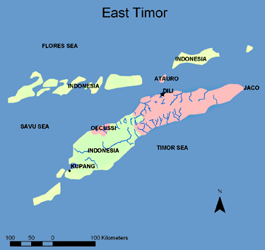 east timor regions map